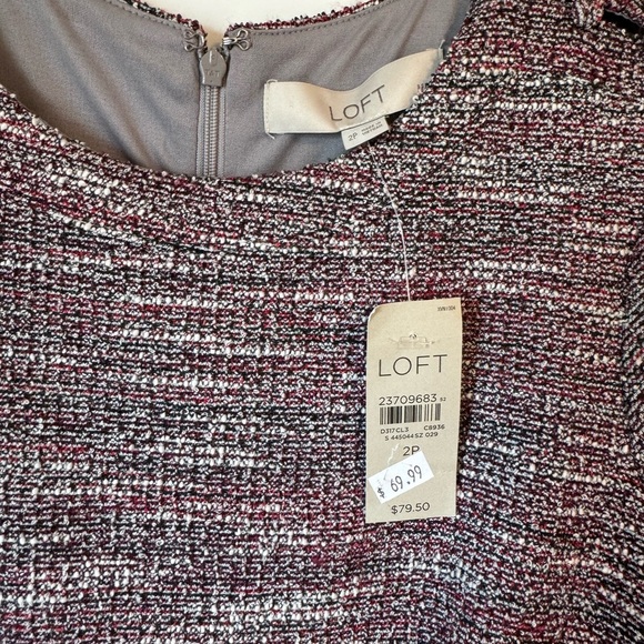 LOFT NWT Boucle/Tweed A-Line Dress with Bell Sleeve and Button Detail - Picture 8 of 9